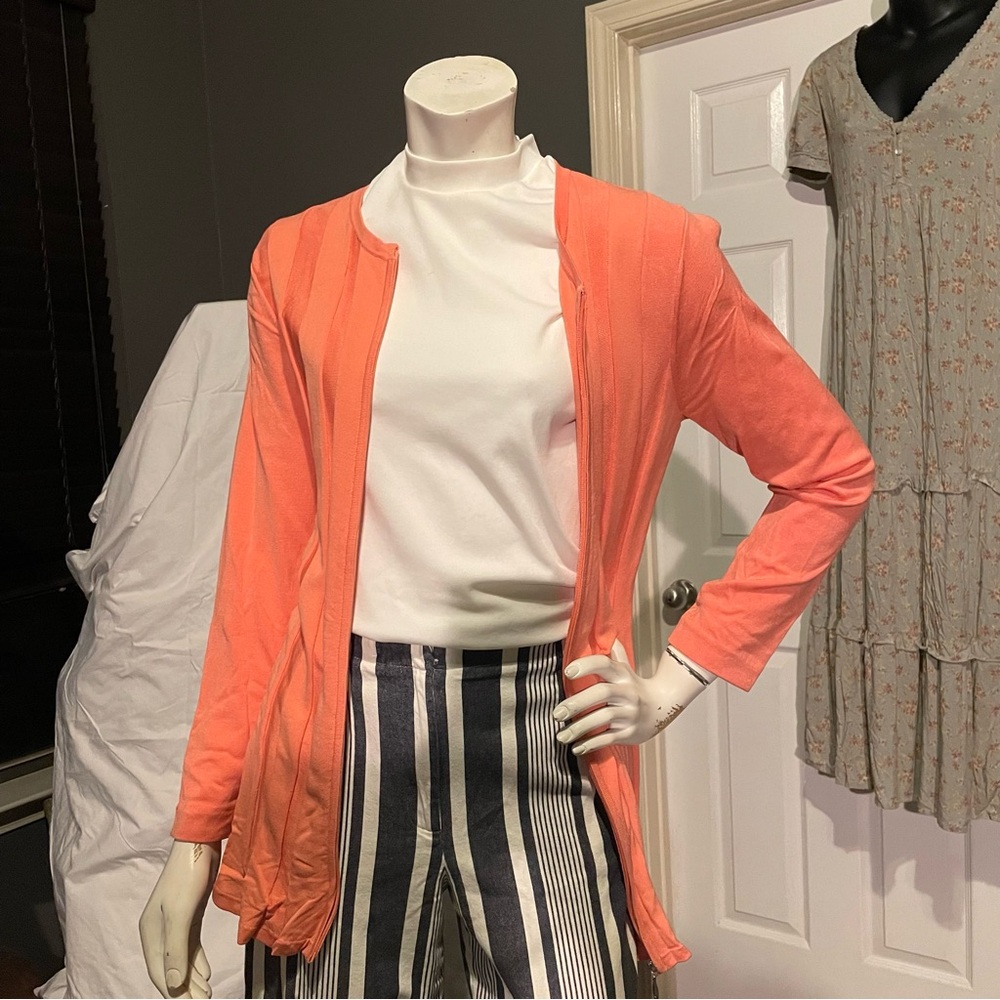 Doncaster Collection Orange Coral Zip Up Sports Casual Cardigan